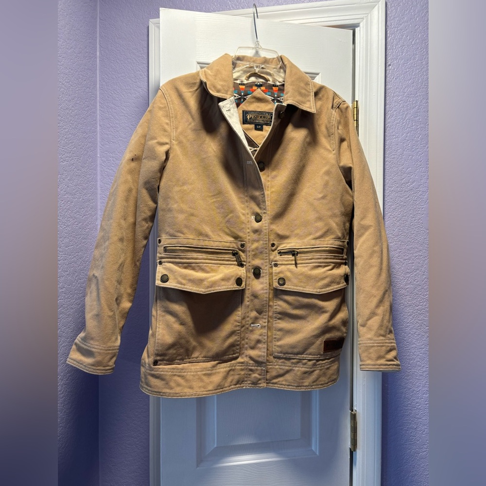 Pendleton Cotton Canvas Barn Jacket Chore Coat khaki size small